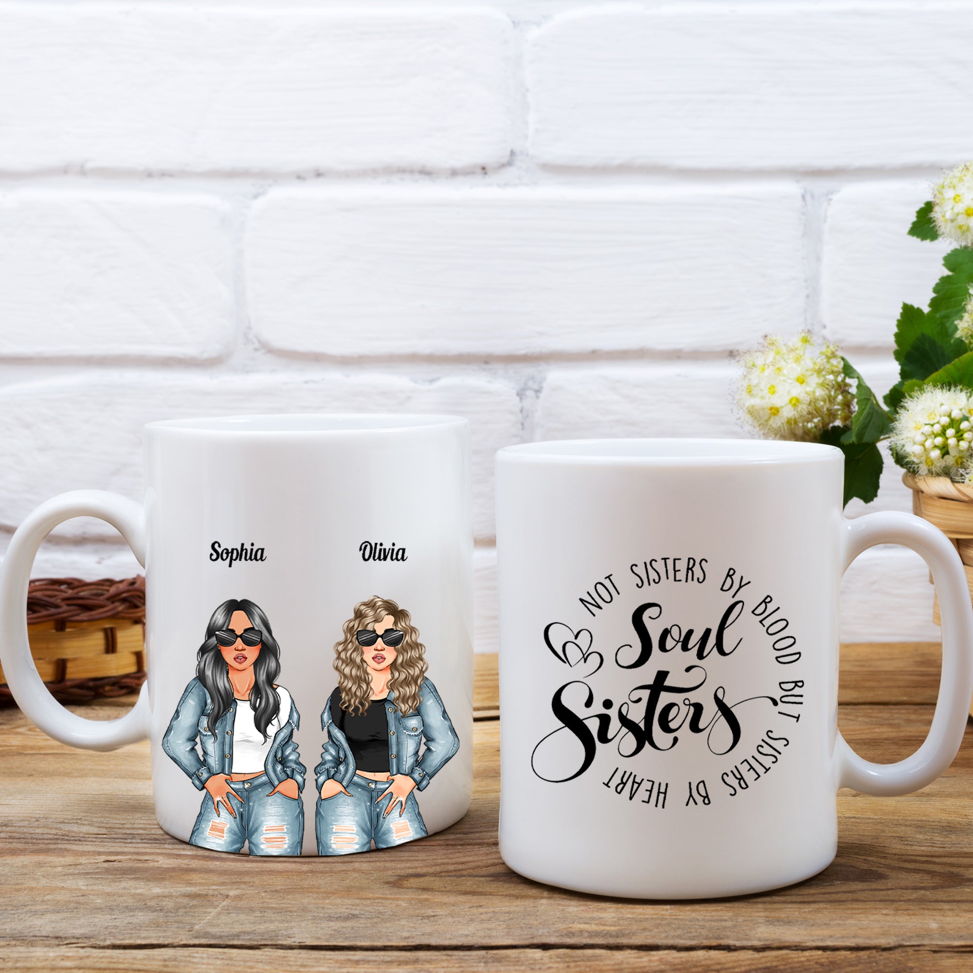 Personalized Soul Sisters Mug, Not Sisters By Blood But Sisters By Heart, Gift For Best Friends