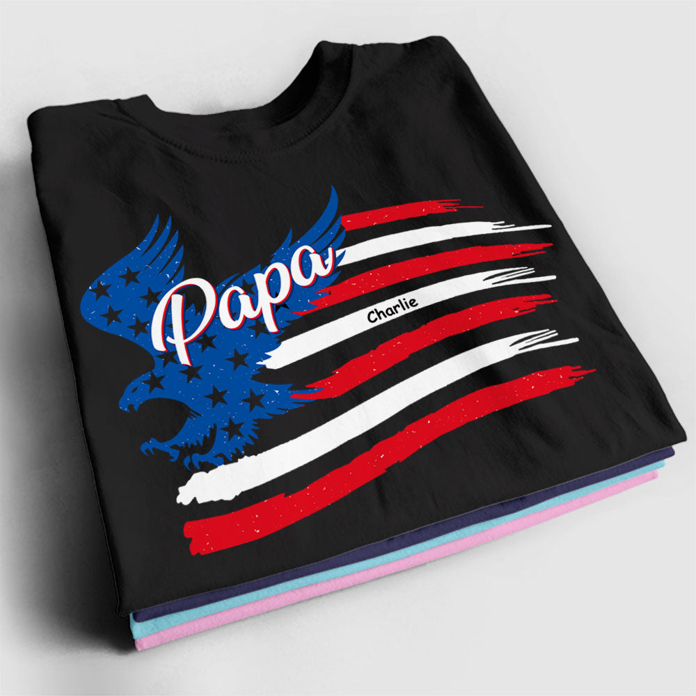American Flag Dad Shirt - Personalized T-Shirt, Gift For Family, Father's Day