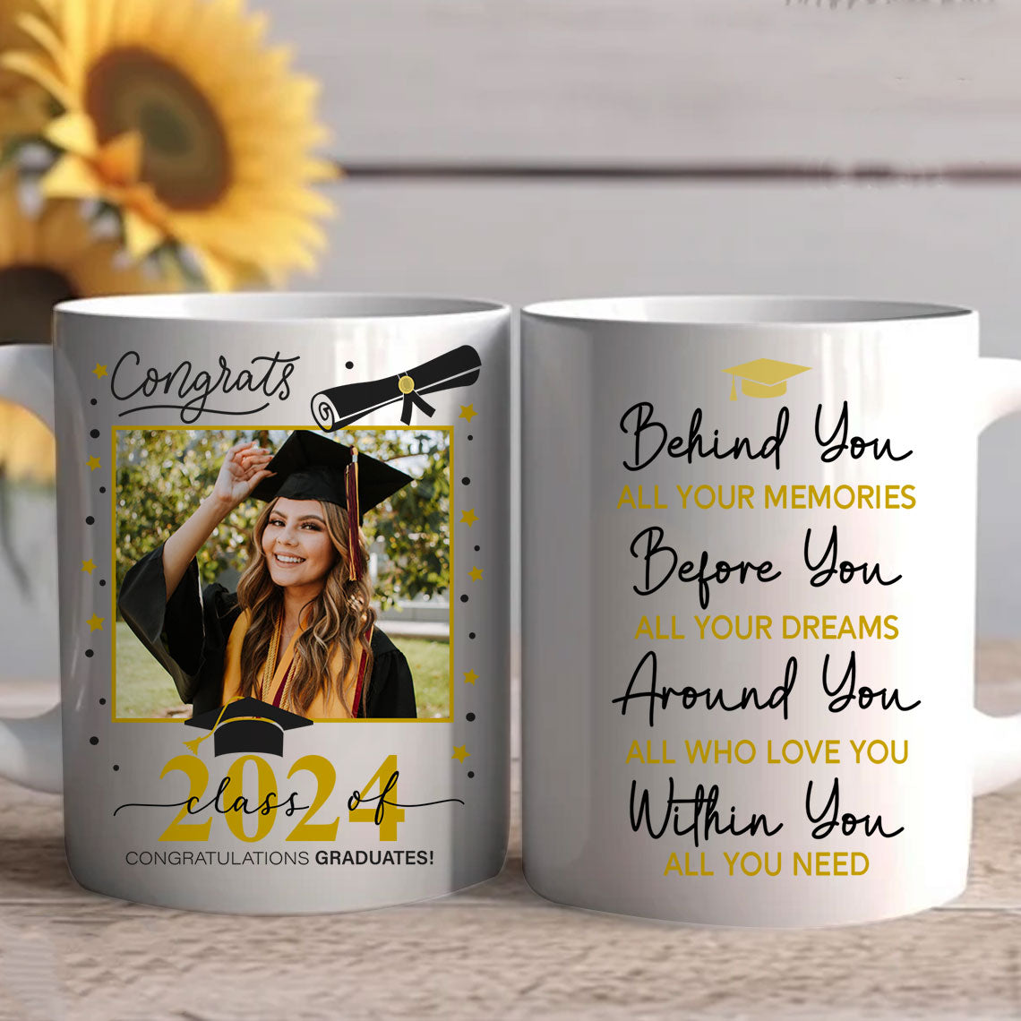 Congrats Class Of 2024 - Custom Photo, Personalized White Mug, Graduation Gift