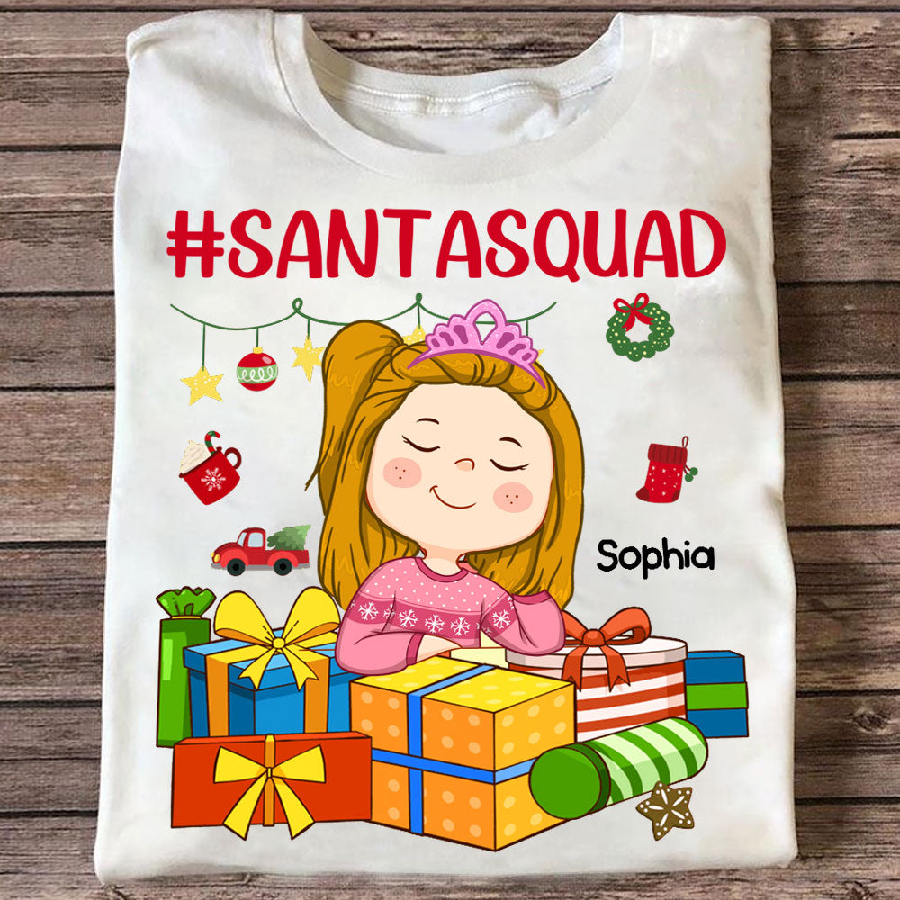 The Santa Squad, Custom Appearance And Name - Personalized T-Shirt - Gift For Family, Gift For Kids