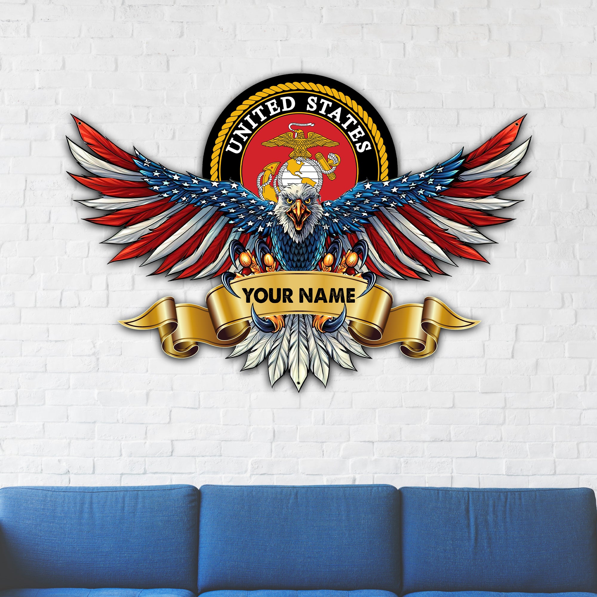 Military Customed Name - Personalized Veteran Metal Wall Art Sign Decor - Gift For Veteran