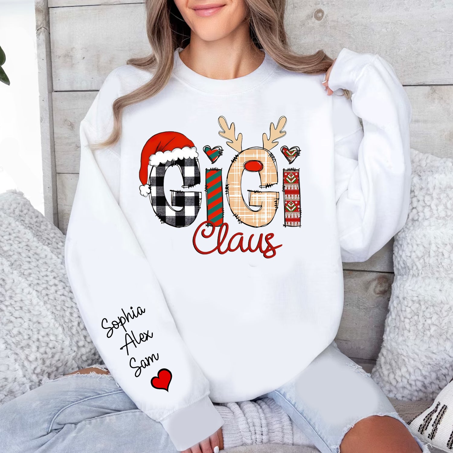 Custom Christmas Gigi Claus Sweatshirt , Christmas Nana Sweatshirt, Custom Grandma Claus Christmas - Personalized Sweatshirt - Family Gift