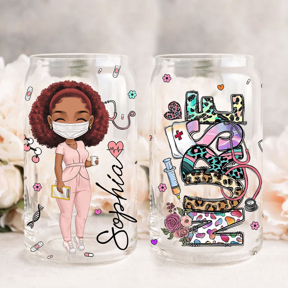 Nurse Bottle - Custom Appearance And Name - Personalized Glass Bottle, Frosted Bottle, Gift For Nurse