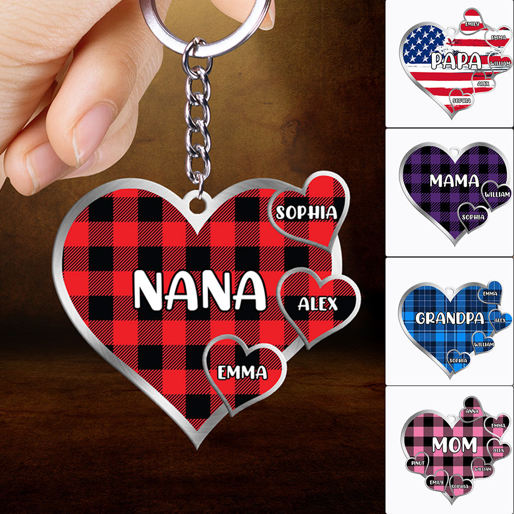 Family Gift, Custom Name And Title, Personalized Heart Acrylic Keychain - Gift For Family