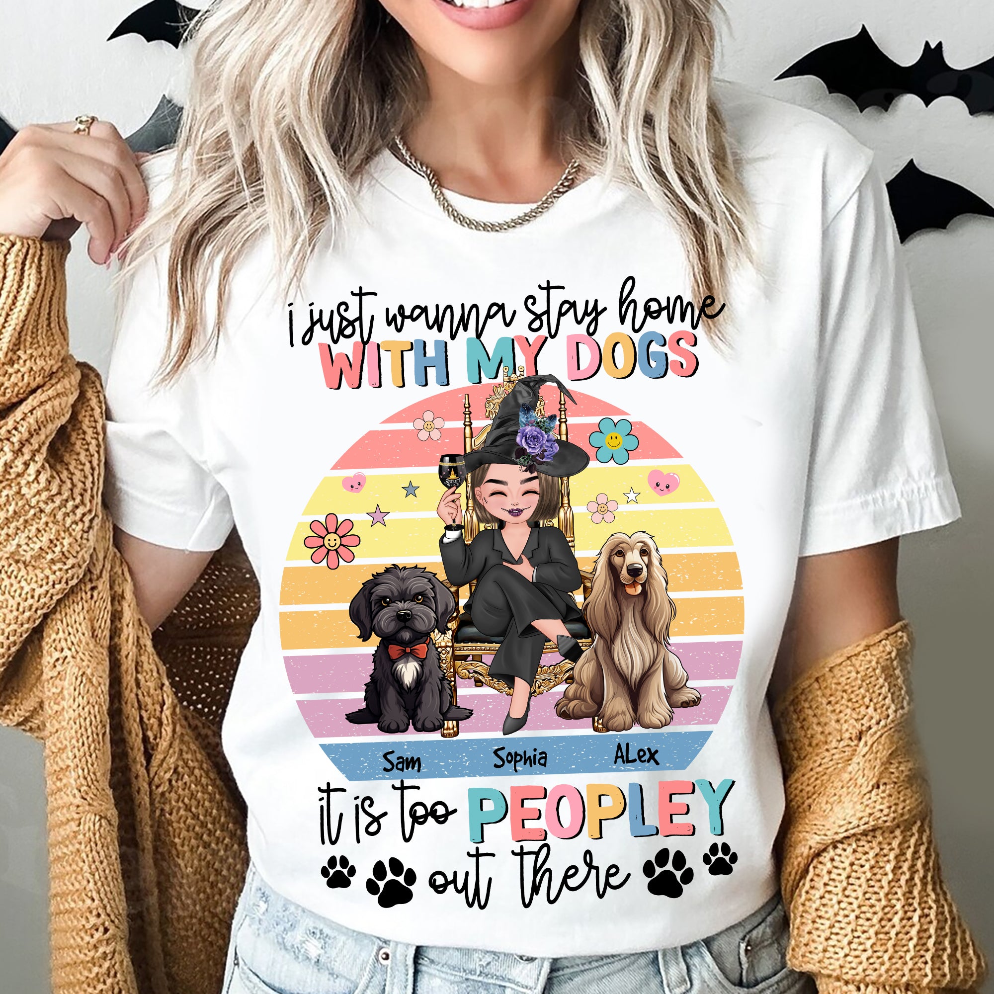 It Is Too Peopley Outside- Custom Appearance, Dogs And Names - Personalized T-Shirt - Gift For Pet Lovers