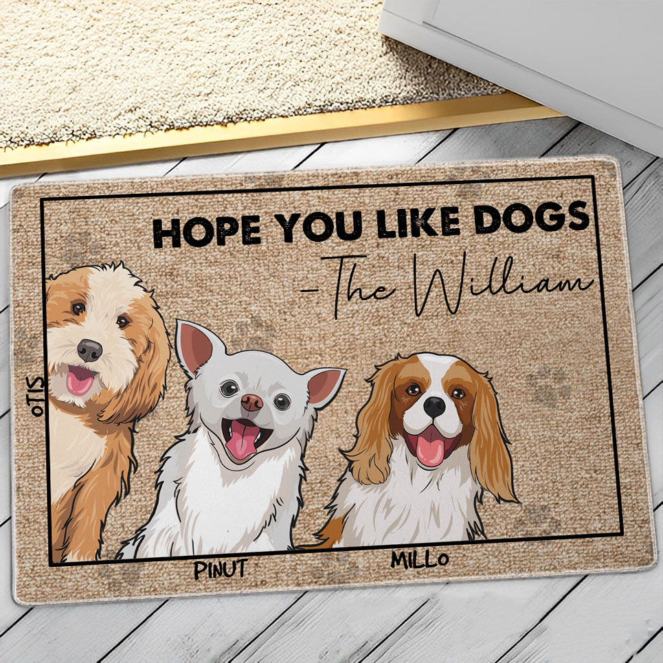 Hope You Like Dogs  - Custom Dogs And Names - Personalized Cutie Puppy Doormat - Pet Lover Gift