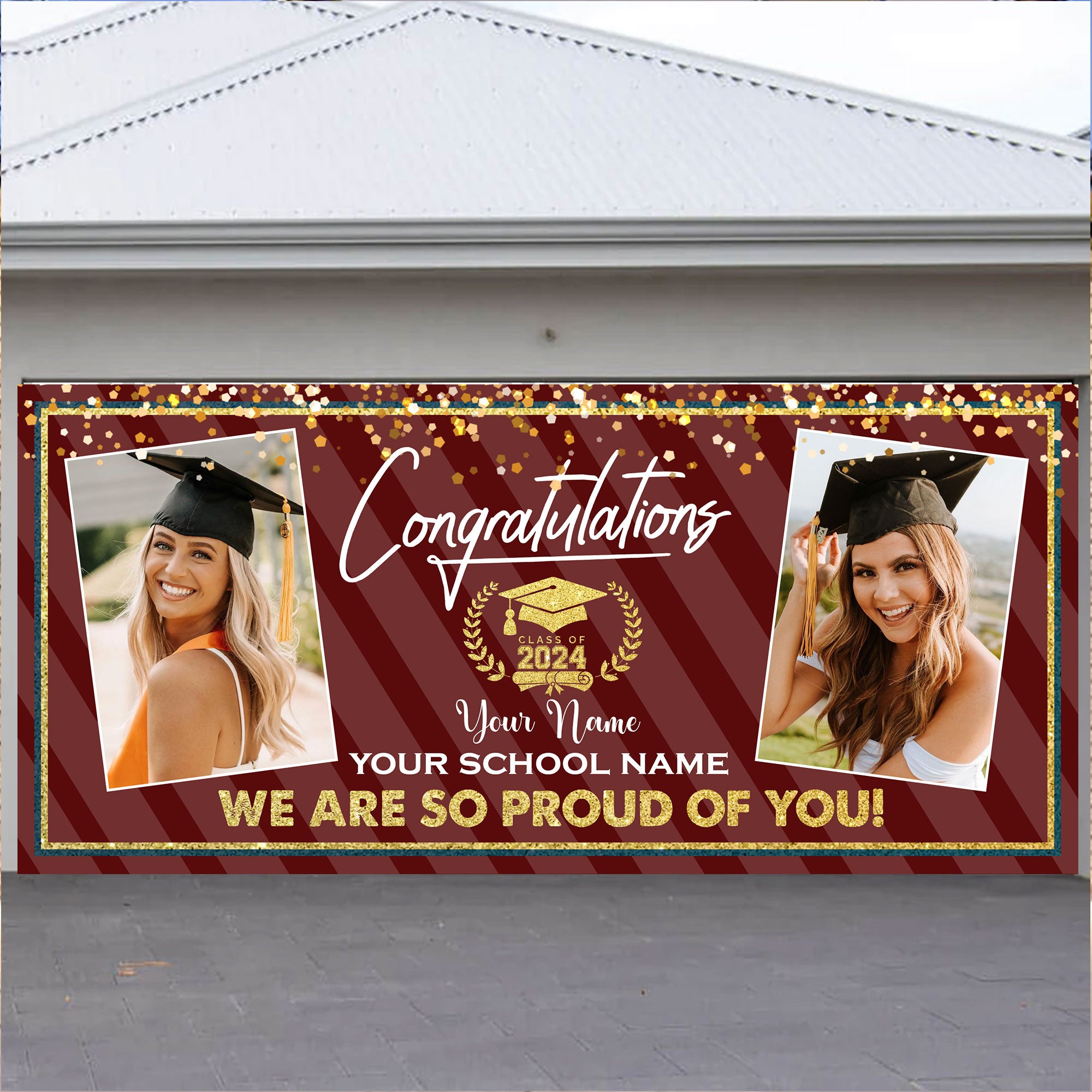 Congratulation Class Of 2024 We Are So Proud Of You - Personalized Photo And Name, Single Garage, Garage Door Banner Covers - Garage Door Banner Decorations
