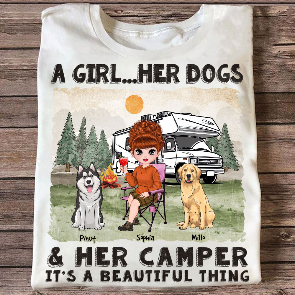 A Girl And Her Dogs Beautiful Thing - Gift For Camping Lovers - Personalized T-Shirt