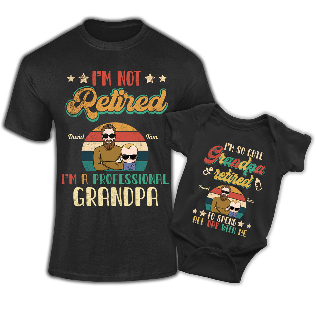 Personalized Retired Grandpa & Baby Shirt, Gift For Grandpa & Grandkid