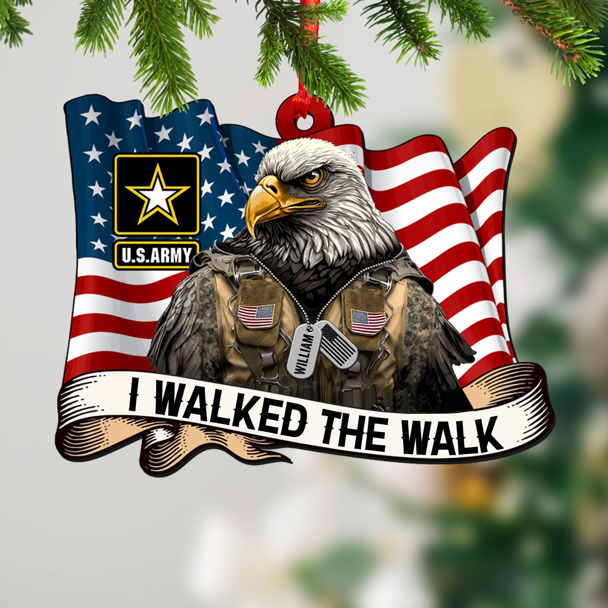 U.S Army, I Walked The Walk - Personalized Acrylic Ornament - Veterans Gift