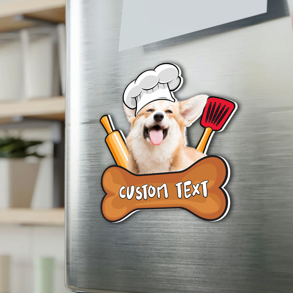 Dog Chef Custom Photo And Name - Personalized Fridge Magnet - Gift For Pet Lovers