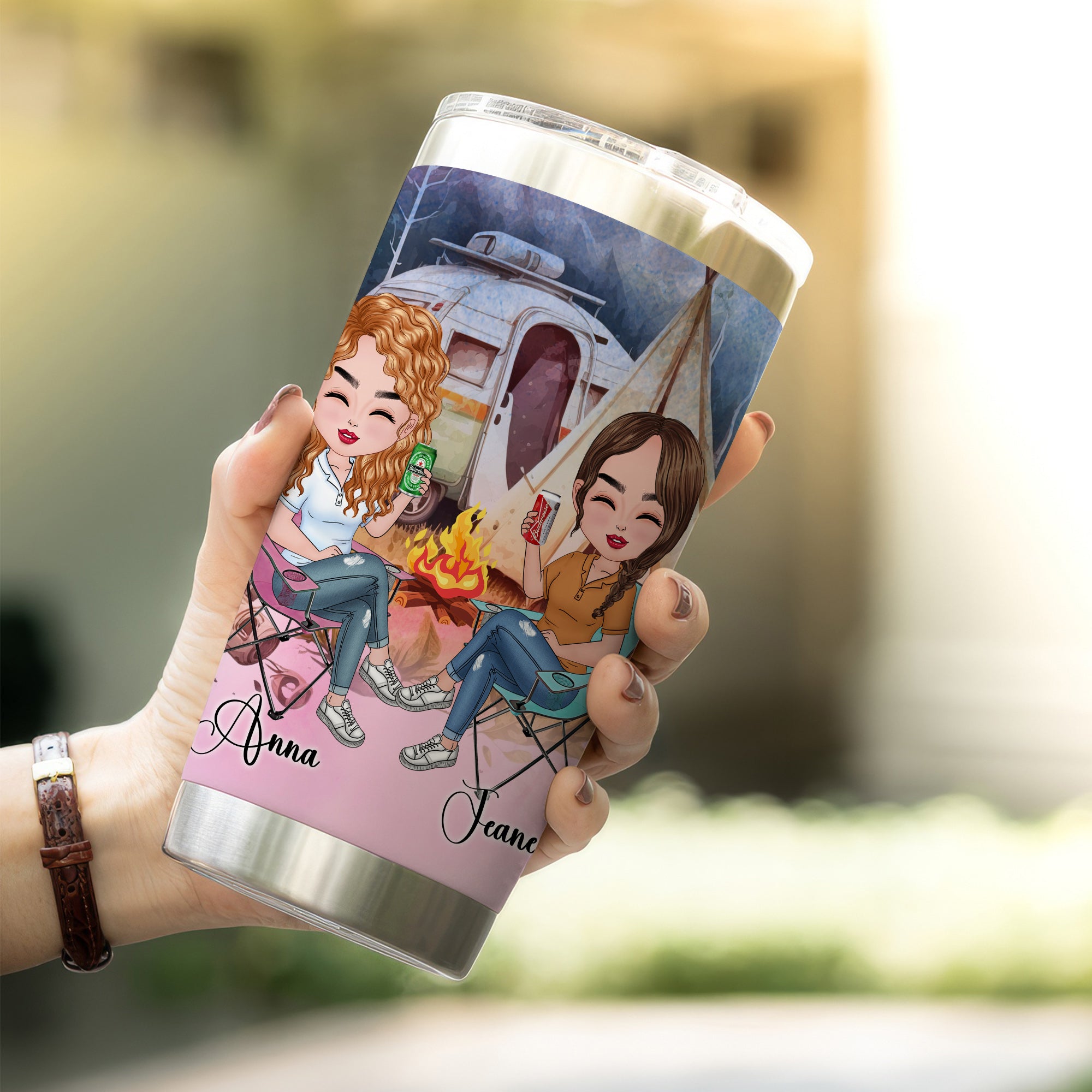 To My Bestie I Love You, Thank You To Standing By My Side, Personalized Camping Besties Tumbler, Gift For Best Friend