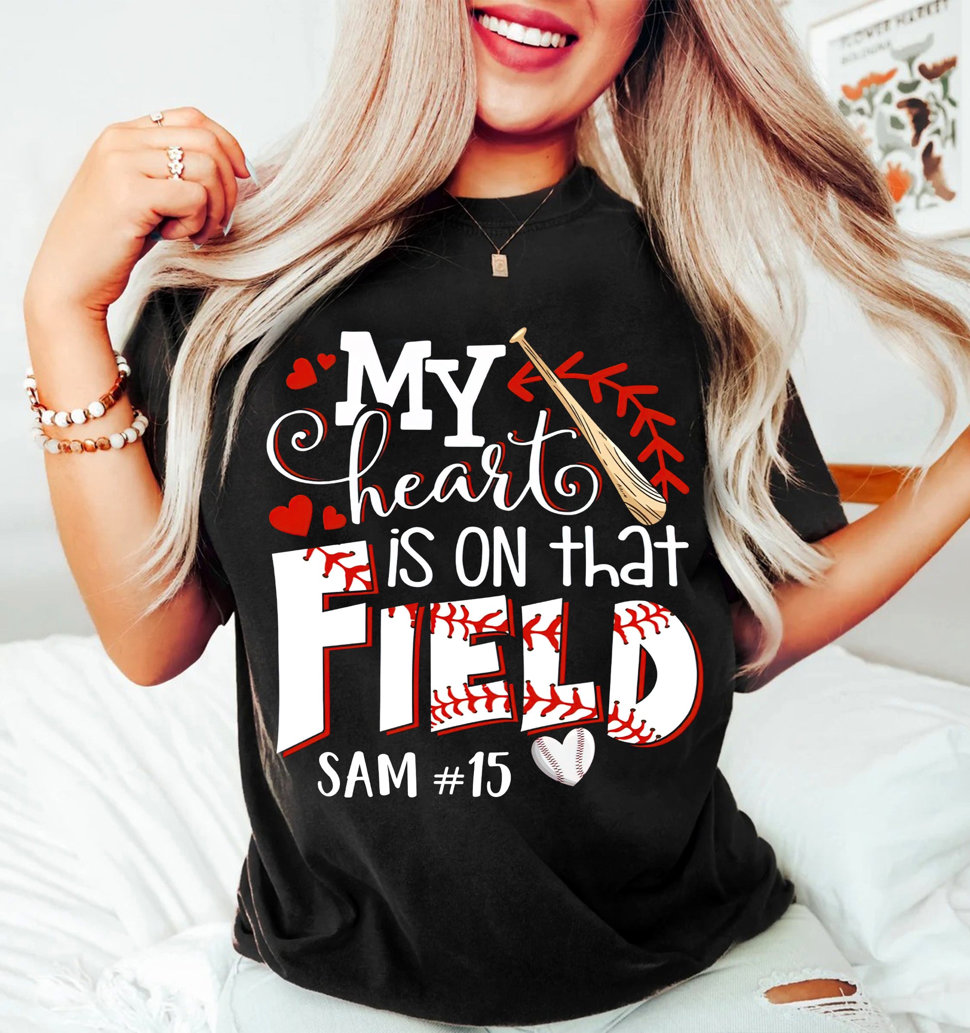 My Heart Is On That Field - Personalized T-Shirt, Gift For Baseball Lovers