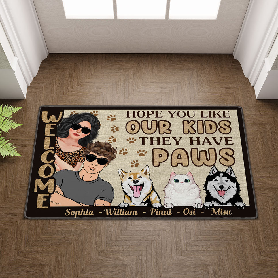 Welcome - Hope You Like Our Kids - They Have Paws - Personalized Cute Kittens Doormat, Pet Lovers Gift