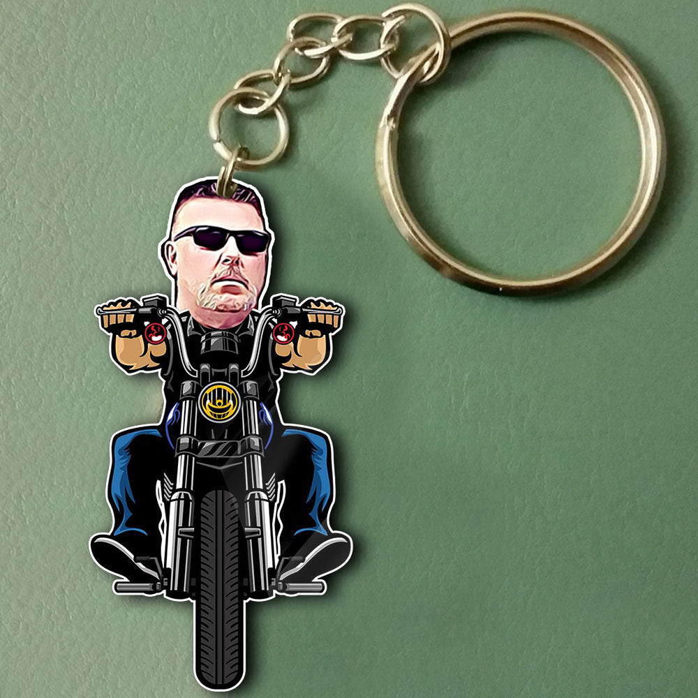 Biker Cartoon - Custom Photo, Personalized Acrylic Keychain