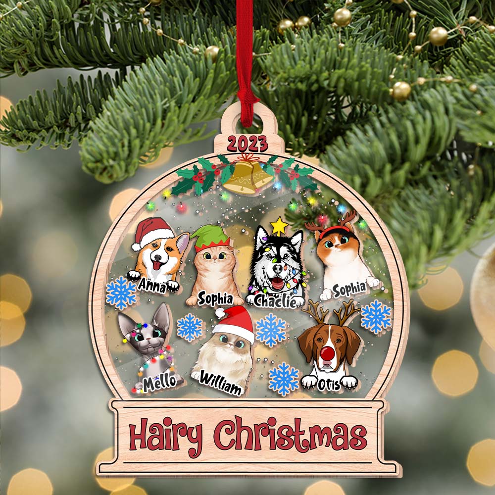 Personalized Ornament - Hairy Christmas - Pet Christmas - Custom Shaker Ornament
