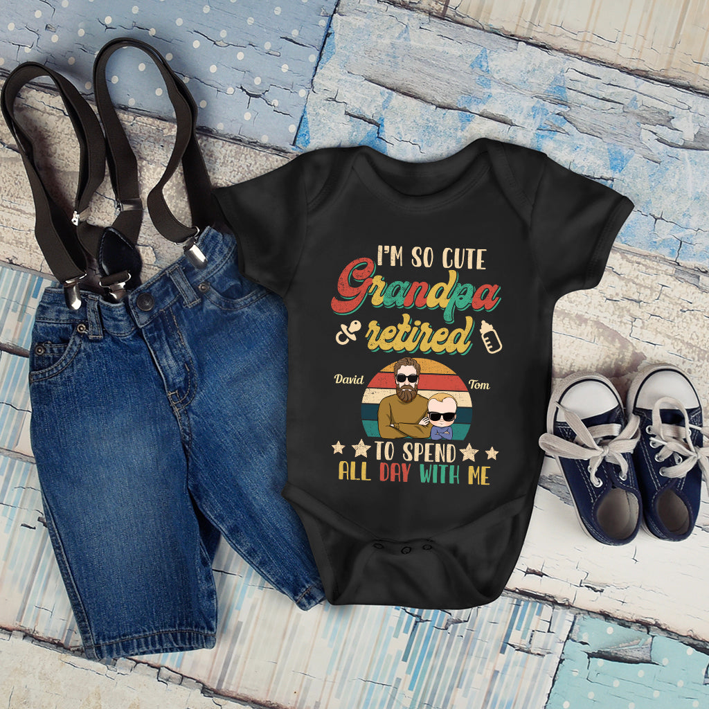 Personalized Retired Grandpa & Baby Shirt, Gift For Grandpa & Grandkid