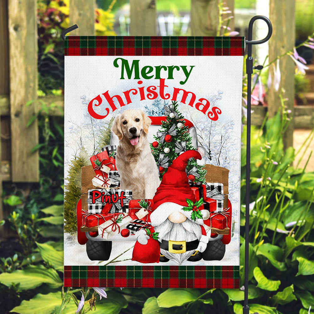 Merry Christmas- Personalized Pet Photo And Name Flag - Christmas Gift, Gift For Pet Lovers