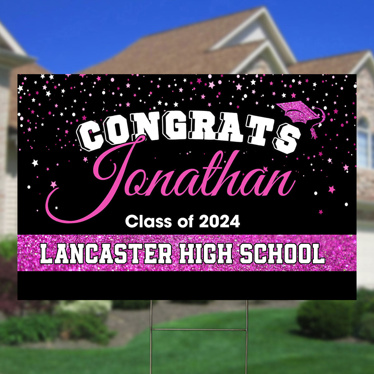 Congrats Class Of 2024 Custom Background And Texts - Personalized Lawn Sign, Yard Sign, Graduation Gift