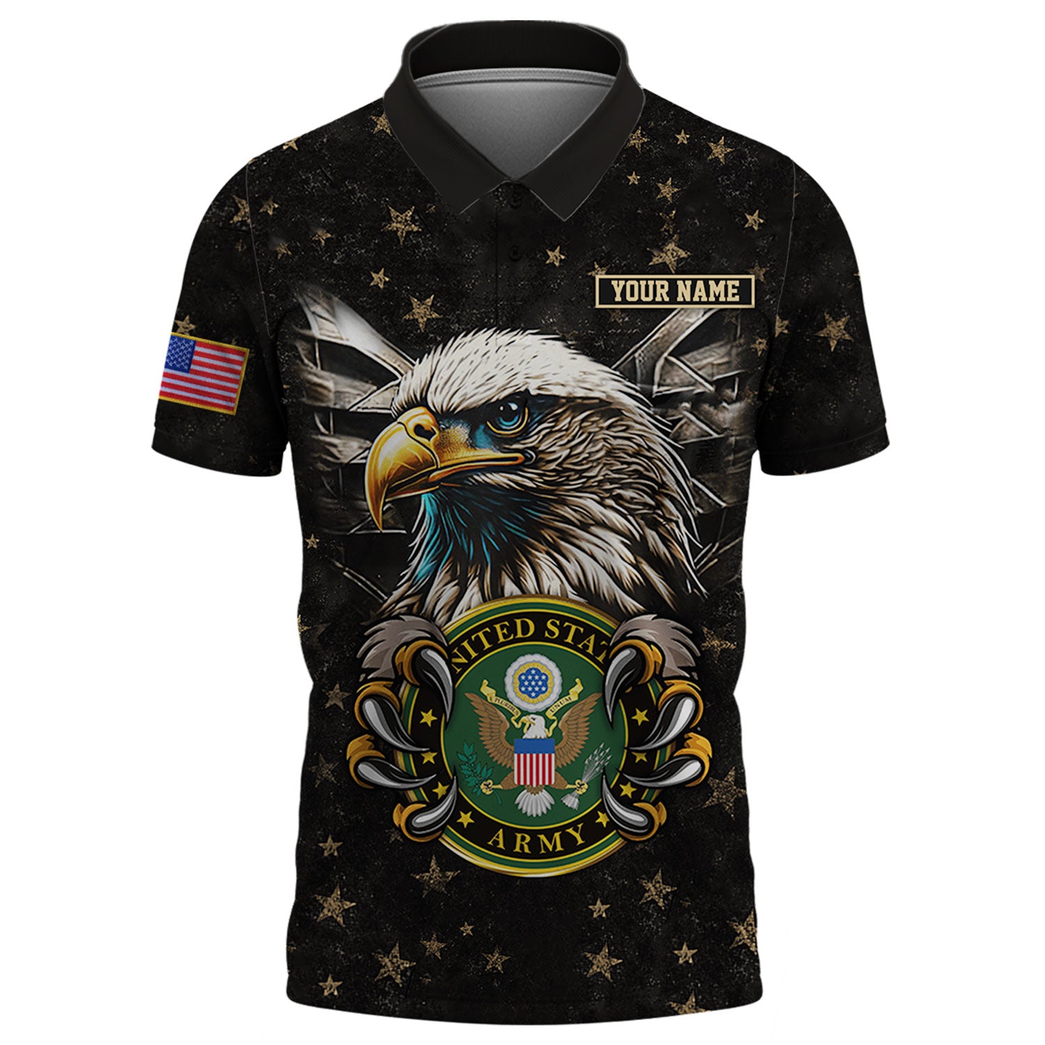 United States Army - We Stand For The Flag - We Kneel For The Fallen, Customized Text Polo Shirt, Gift For Veterans