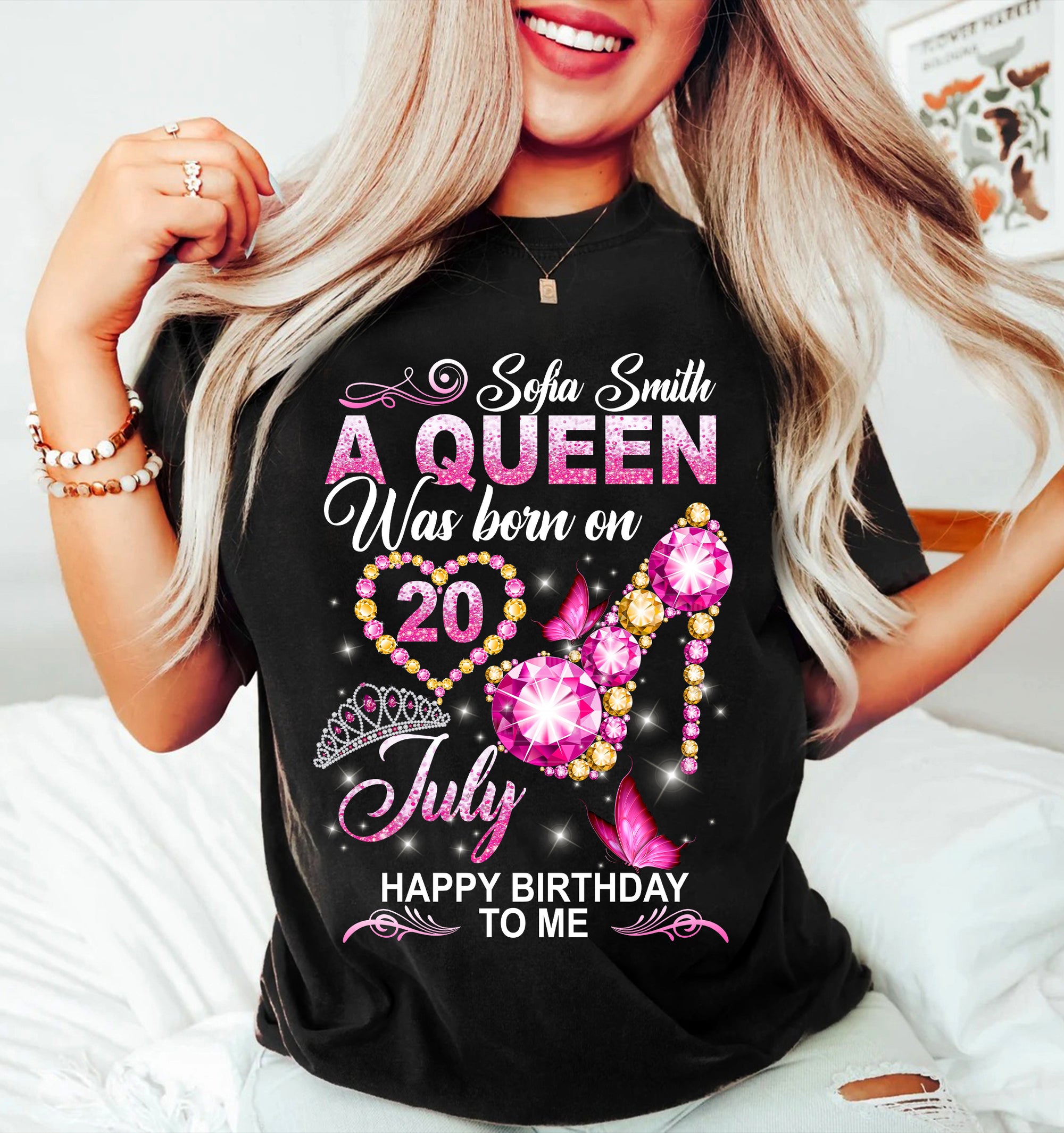A Queen Was Born On July - Happy Birthday To Me - Personalized T-Shirt, Gift For Birthday
