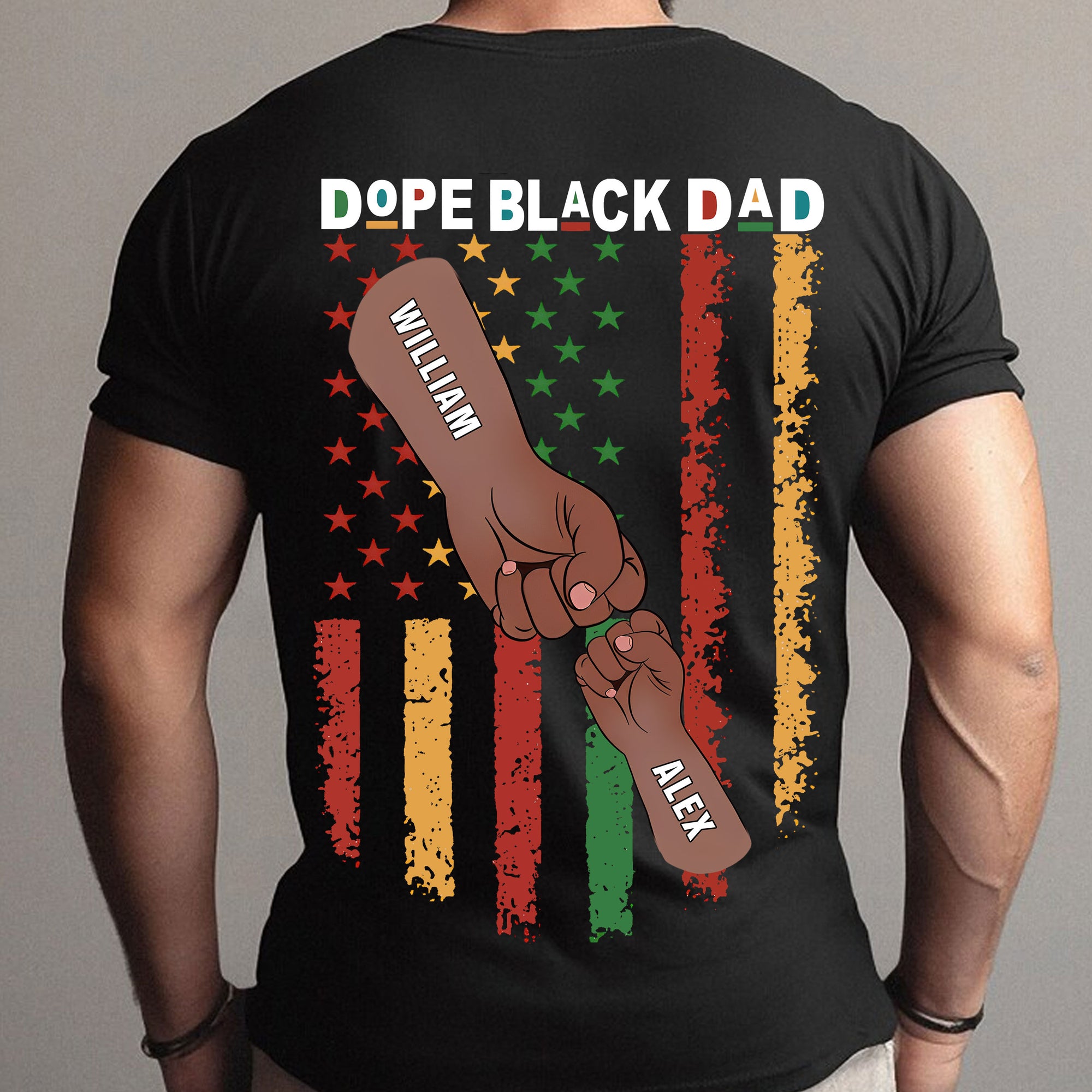 Dope Black Dad Hand Family - Personalized T-Shirt, Gift For Family, Father's Day