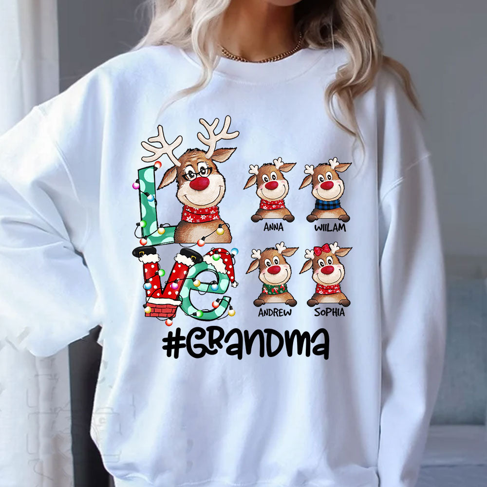 Christmas Gift For Grandma Reindeer - Custom Appearance And Name - Personalized Sweatshirt - Family Gift