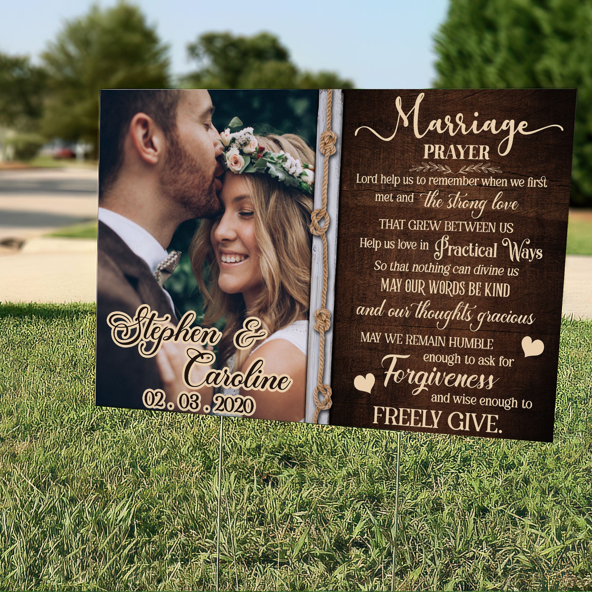 Personalized Wedding Prayer Lawn Sign, Marriage Player, Gift For Wedding Day