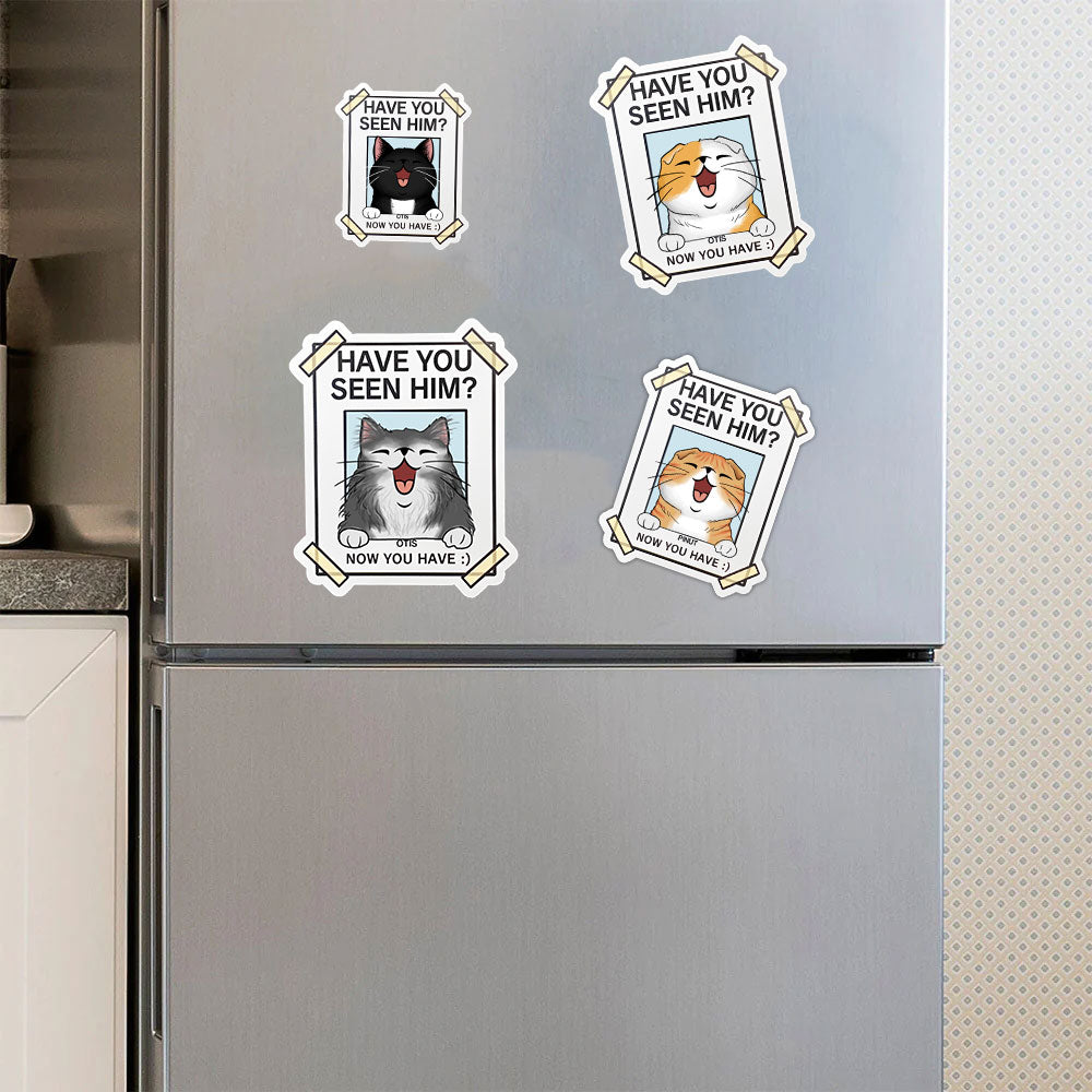 Have You Seen Him - Now You Have - Personalized Kitty Fridge Magnet Stickers