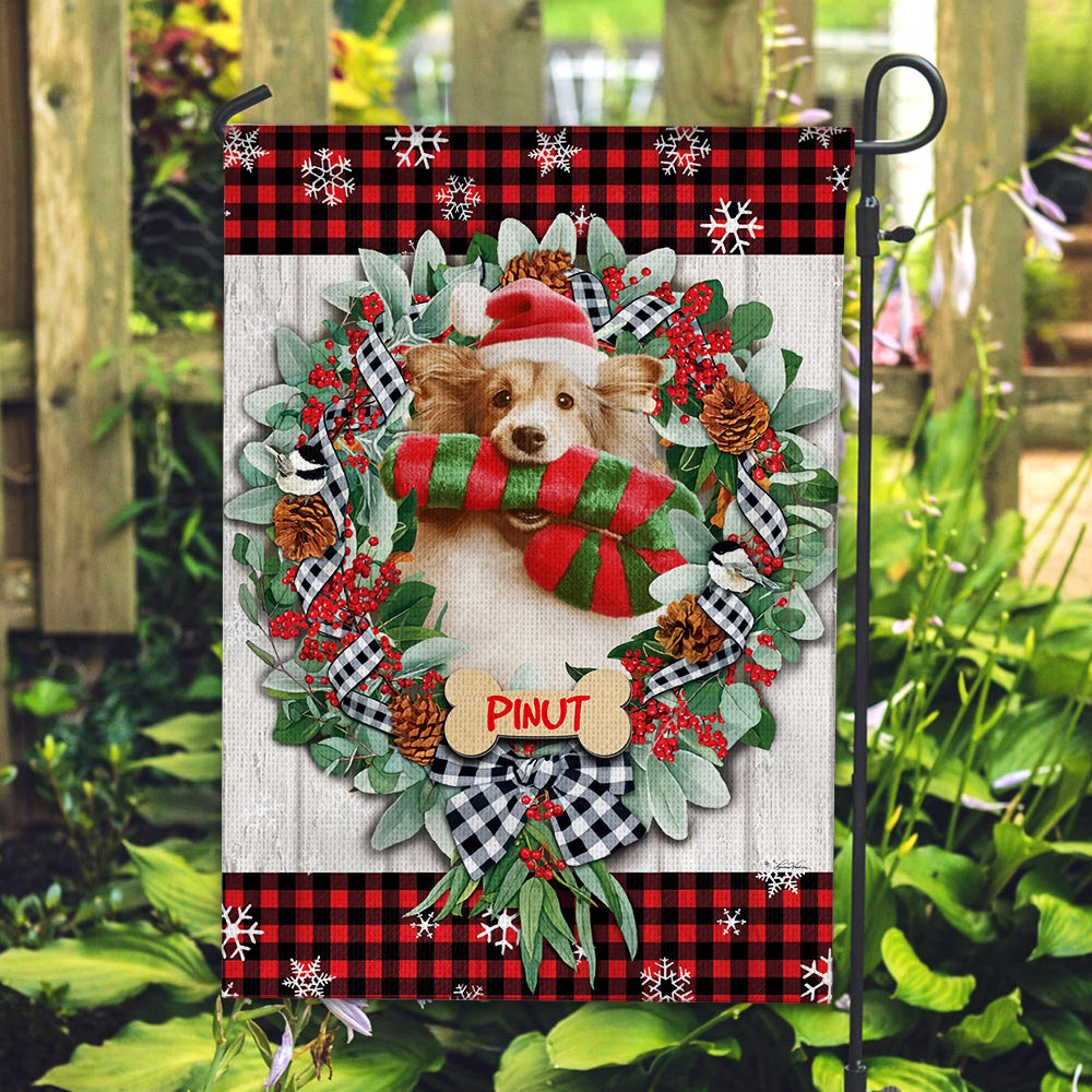 Merry Christmas- Custom Pet Photo And Name Flag - Christmas Gift, Gift For Pet Lovers