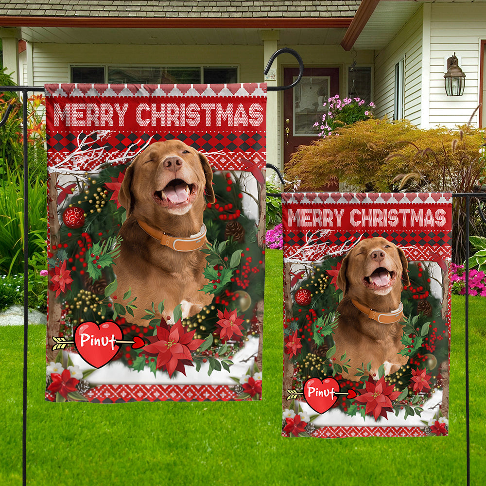 Merry Christmas - Custom Pet Photo And Name Flag - Xmas Gift, Gift For Pet Lovers
