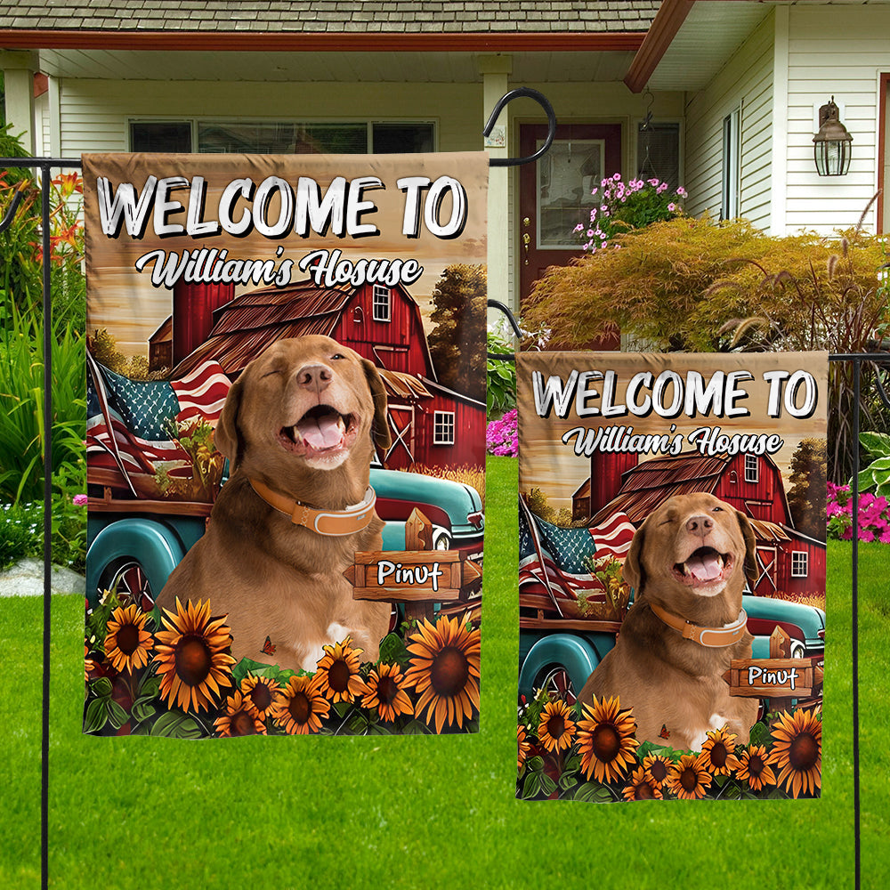 Welcome To My House, My Garden - Personalized Pet Photo & Name Flag - Gift For Pet Lovers