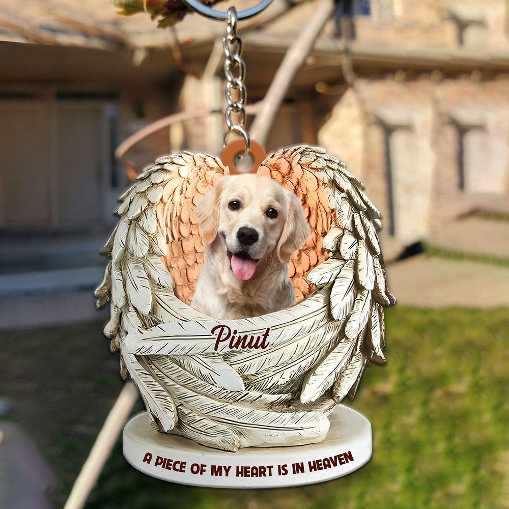 A Piece Of My Heart - Custom Quote, Photo And Name - Personalized Cutie Puppy And Cutie Kittie Acrylic Keychain - Gift For Pet Lover