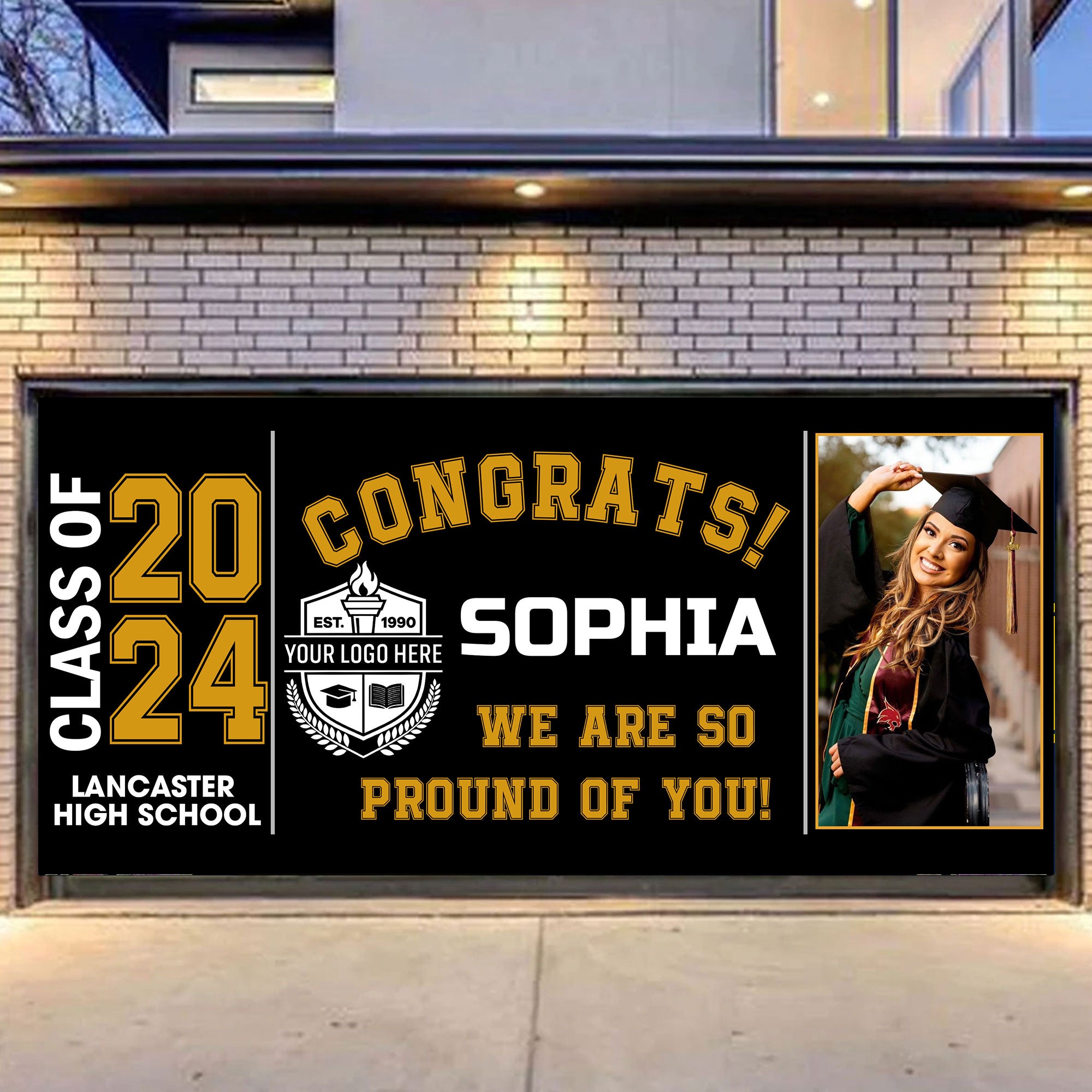 Congratulations 2024 We Are So Proud Of You - Personalized Your Photo And Name Single Garage, Garage Door Banner Covers - Banner Decorations