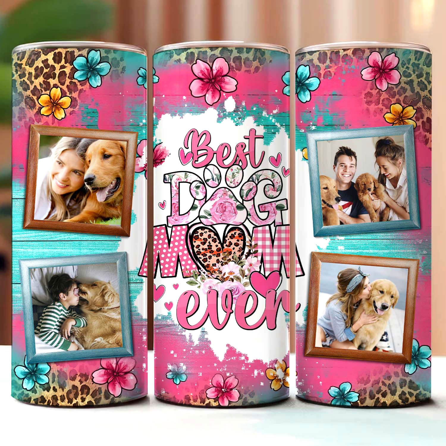 Best Dog Mom Ever - Custom Photo - Personalized Skinny Tumbler - Gift For Dogs Lovers