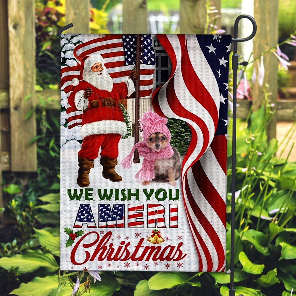 We Wish You Ameri Christmas  - Custom Pet Photo And Name Flag - Christmas Gift, Gift For Pet Lovers