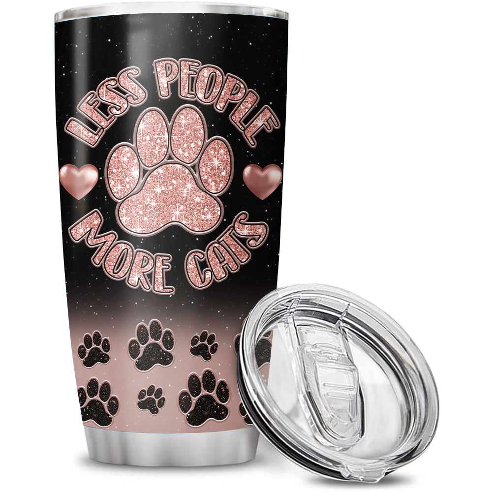 Less People More Cats Tumbler, Best Gift for Cat Lovers