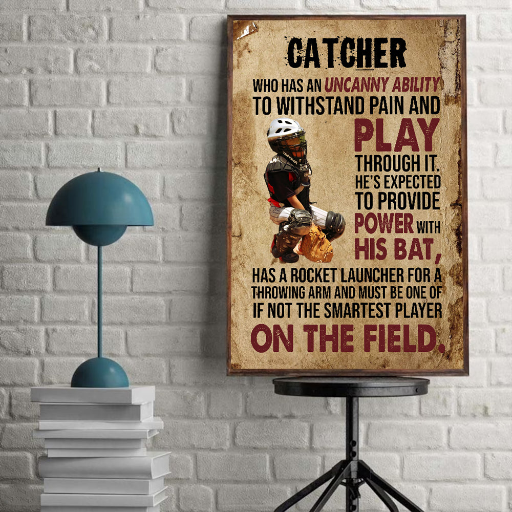 Baseball Catcher - Who Has An Uncanny Ability To Withstand Pain And Play - Personalized Canvas, Gift For Baseball Players, Baseball Lovers