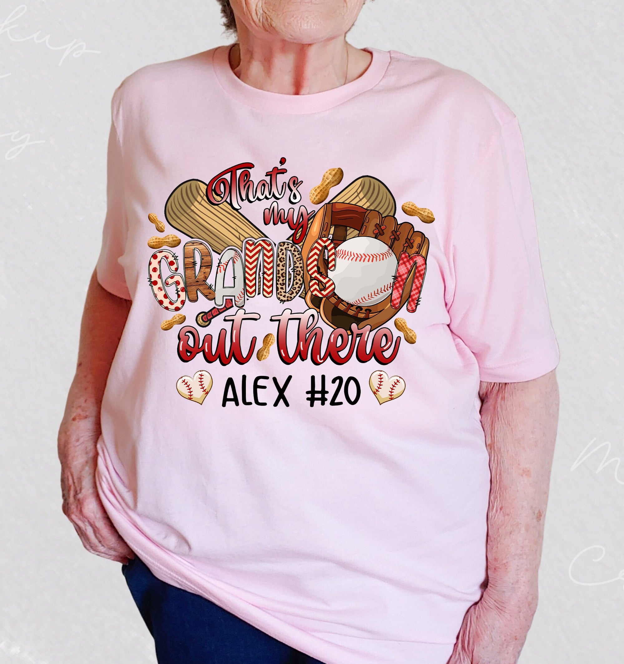 That's My Grandson Out There, Personalized Baseball Grandma T-Shirt, Gift For Family, Baseball Lovers