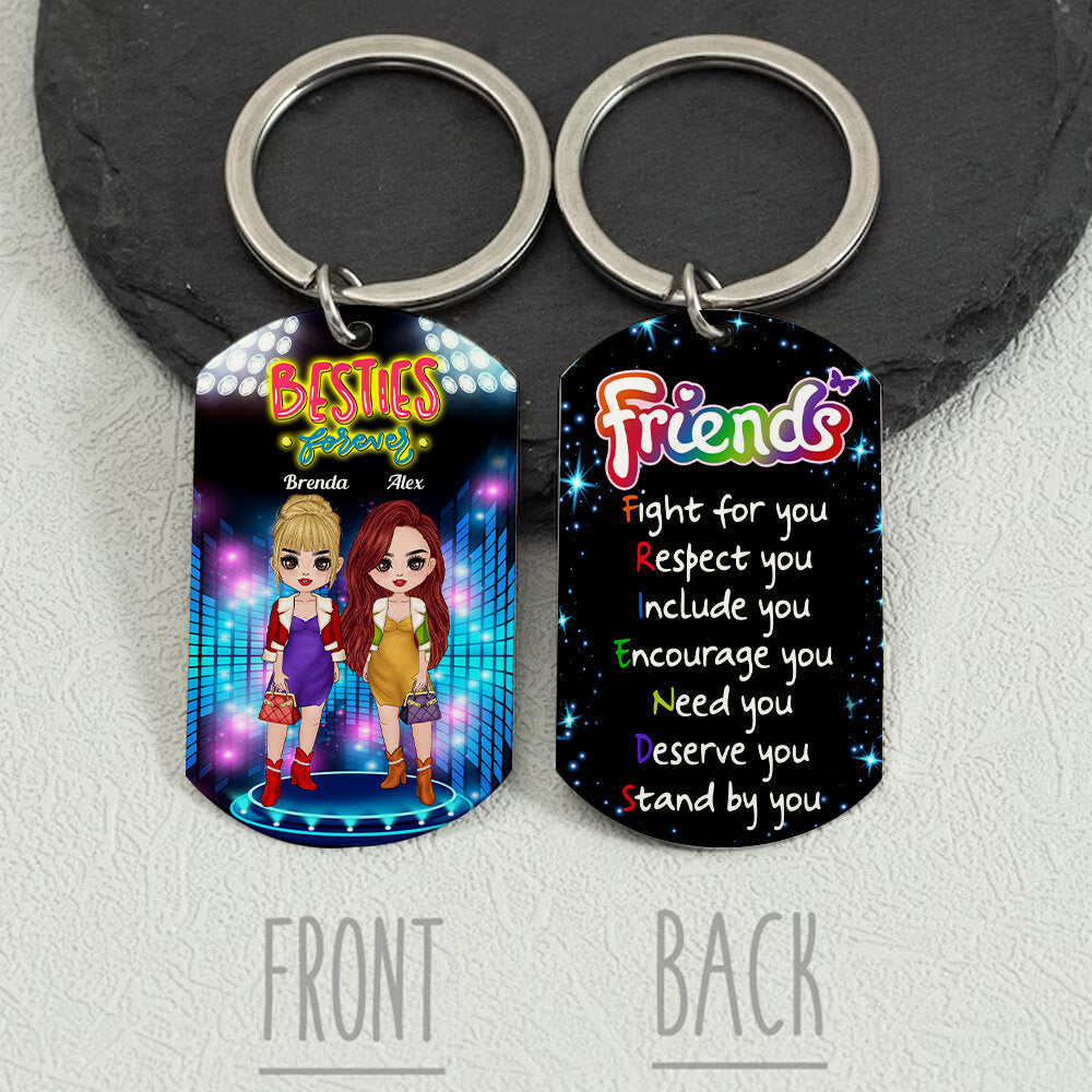 Personalized Besties Forever Metal Keychain, Gift For Best Friend