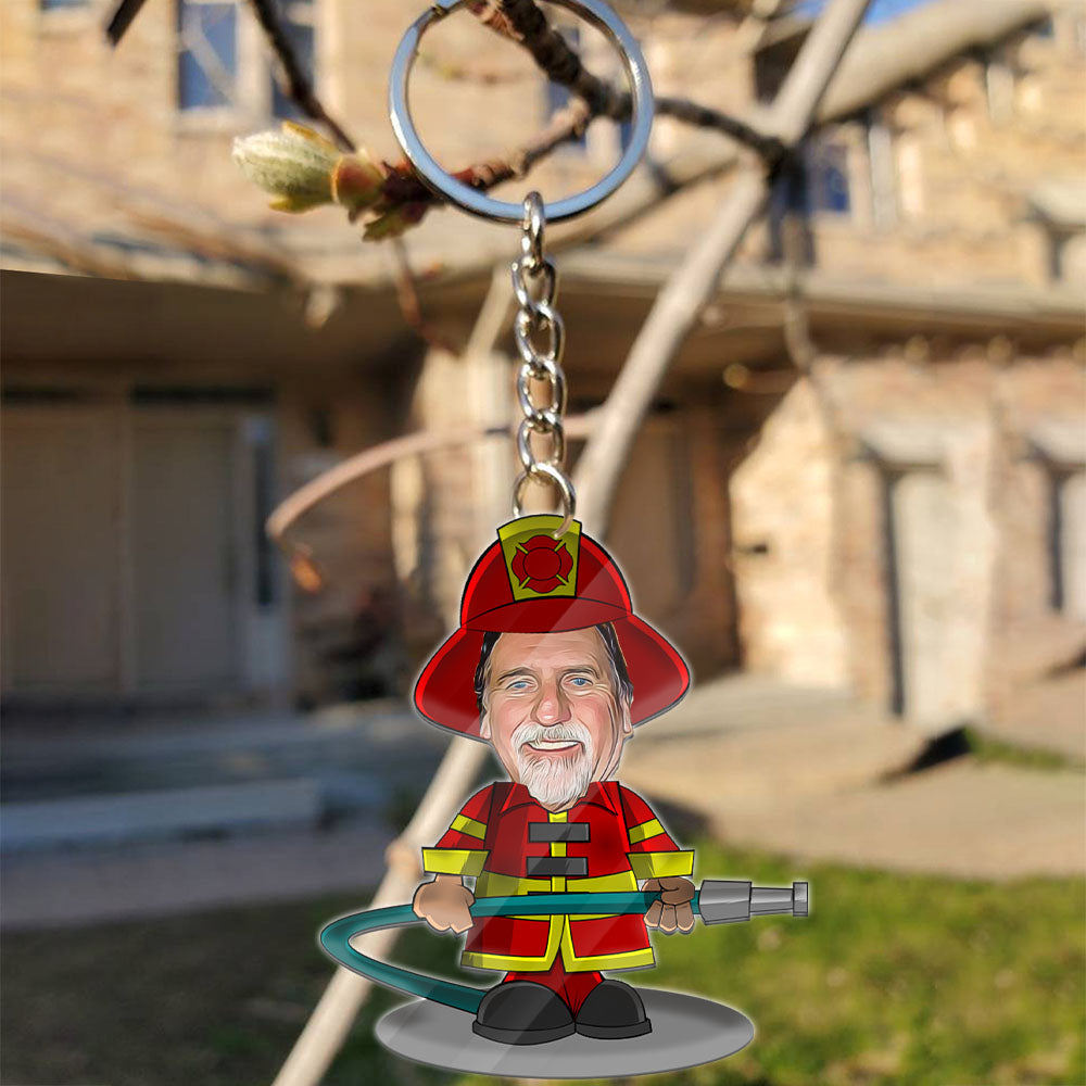 Fire Fighter - Custom Photo, Personalized Acrylic Keychain