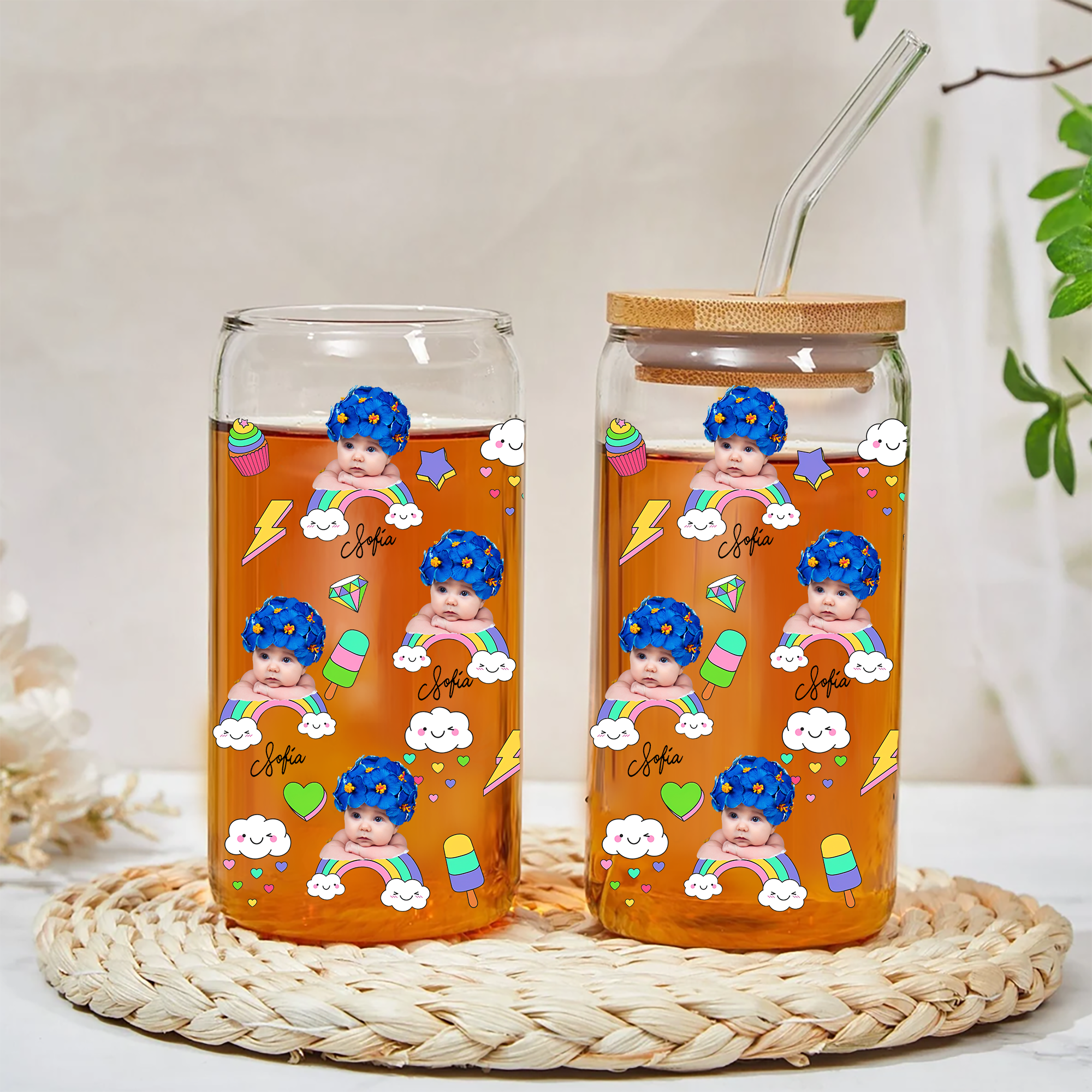Cute Baby - Personalized Glass Bottle, Frosted Bottle, Family Gift, Birthday Gift - Gift For Your Baby