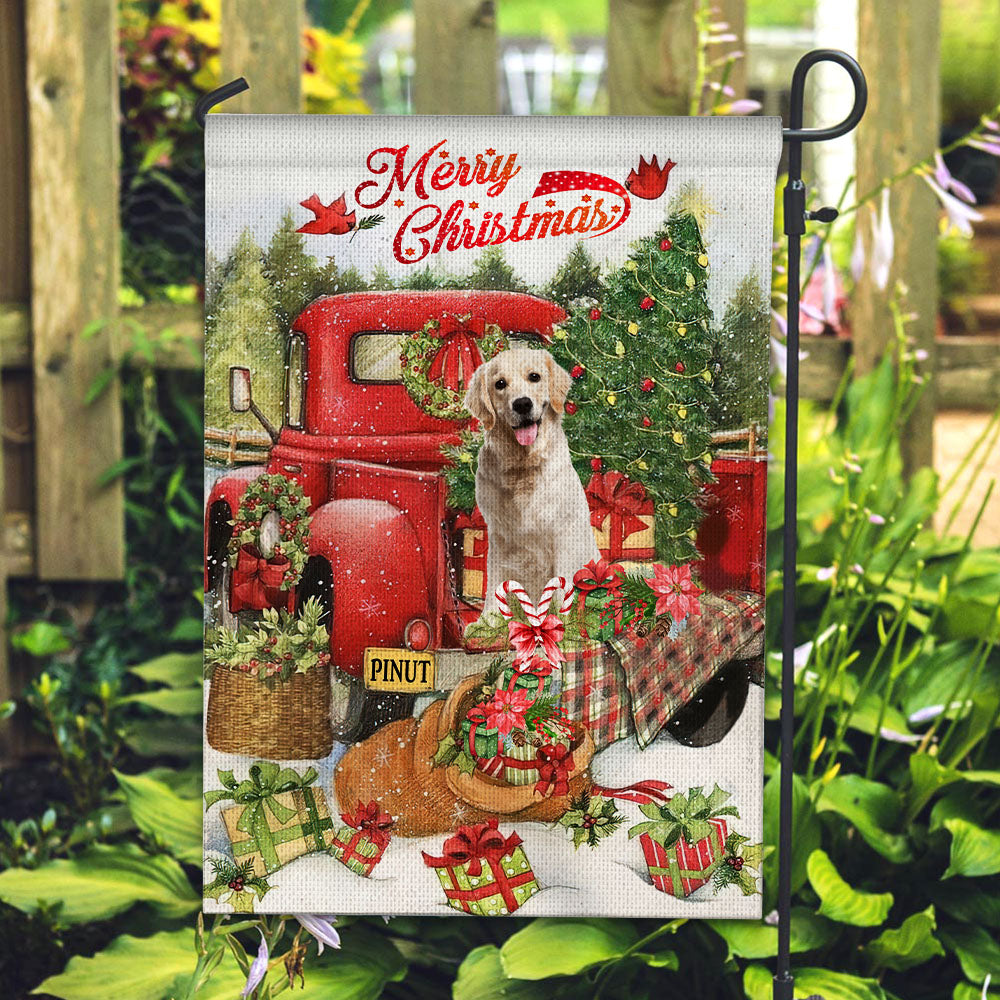 Merry Christmas, Pet On Car - Personalized Pet Photo And Name Flag - Christmas Gift, Gift For Pet Lovers