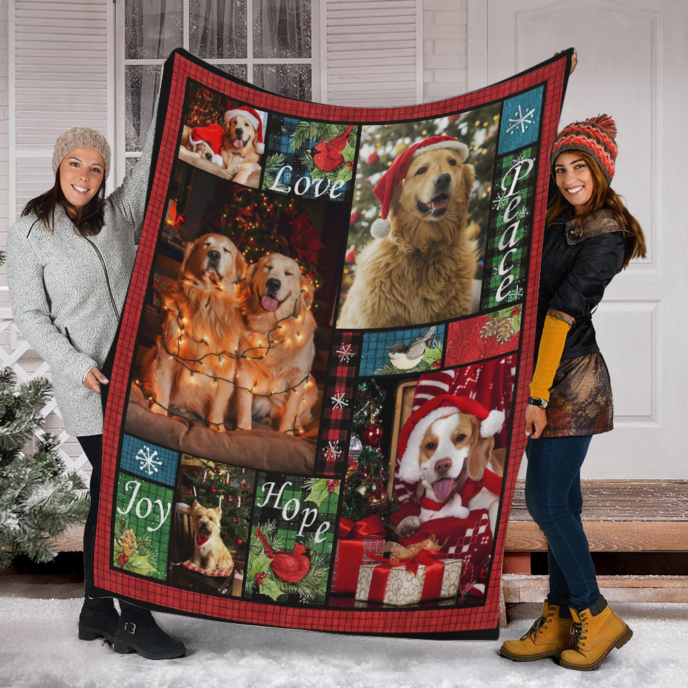 Christmas Love Peace Joy Hope - Custom Photo - Personalized Fleece Blanket, Christmas Gift For Pet Lover