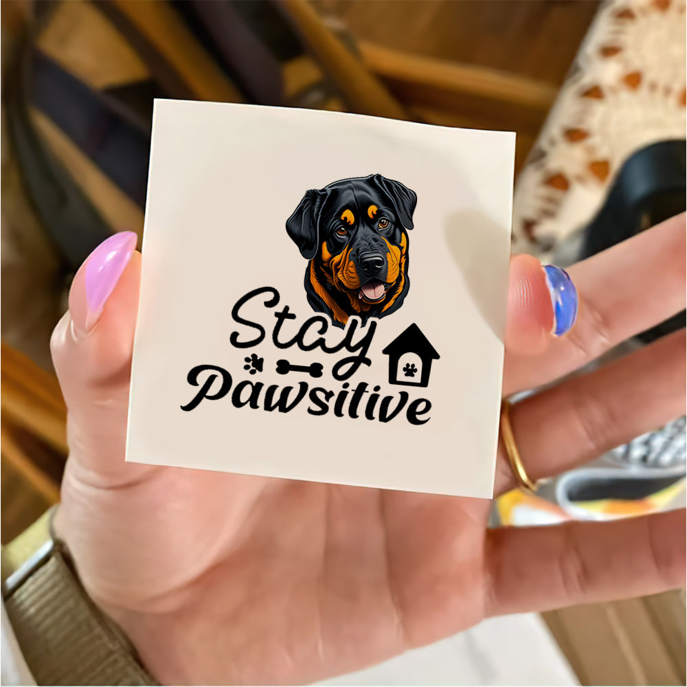 Custom Temporary Tattoo With Personalized Stay Positive Dog, Fake Tattoo, Gift For Dog Lover