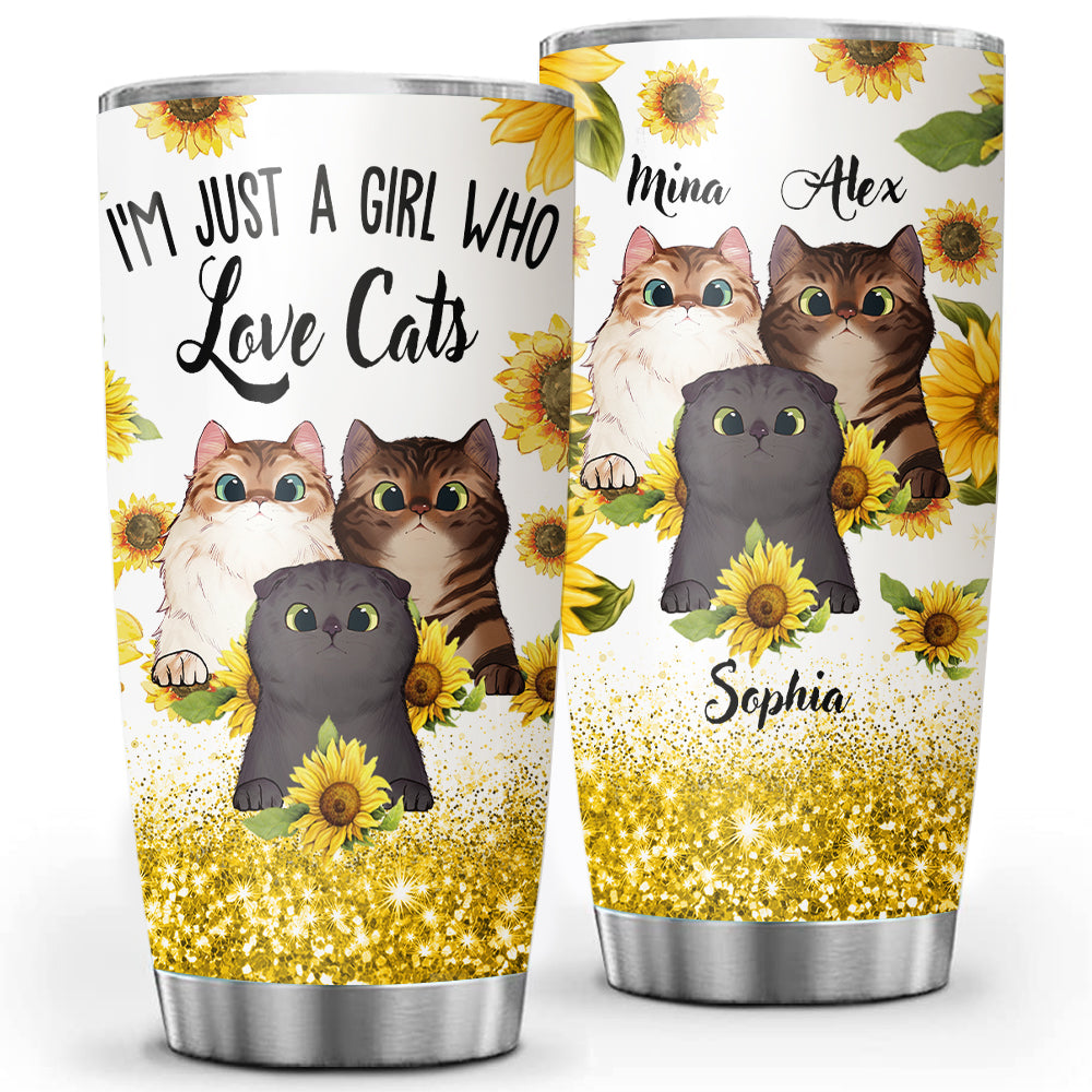 Personalized Just A Girl Who Love Cats Tumbler, Best Gift for Cat Lovers
