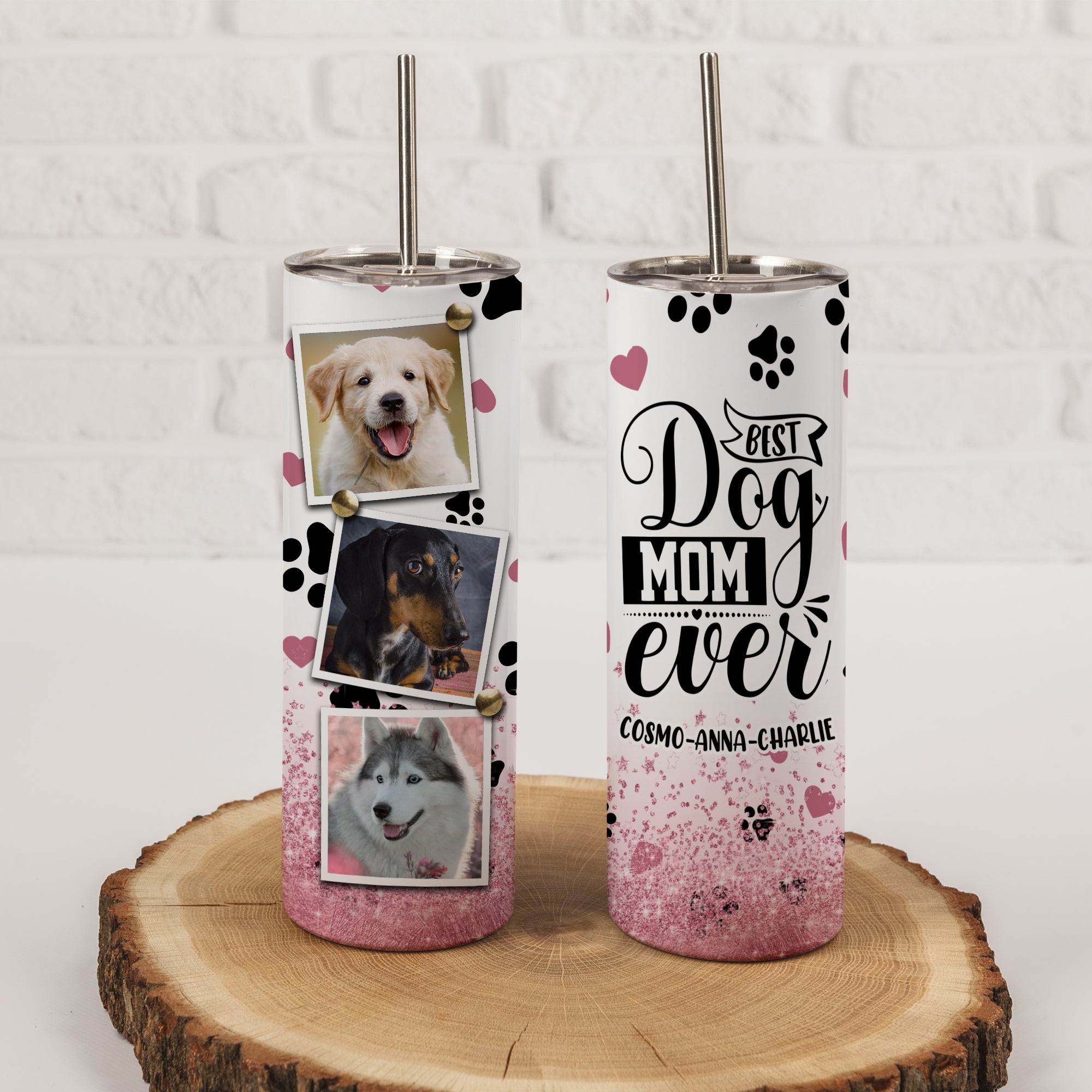 Dog Mom With Dog Photo Tumbler, Best Gift for Dog Lovers