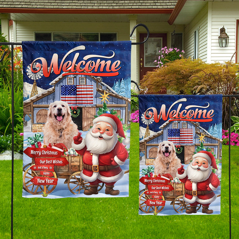 Welcome Christmas Flag - Custom Photo Flag - Christmas Gift, Gift For Pet Lover
