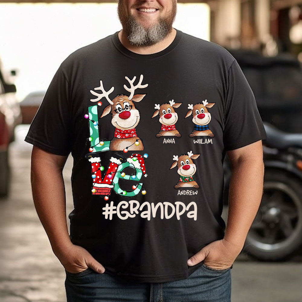 Christmas Gift For Grandma Reindeer - Custom Appearance And Name - Personalized T-Shirt - Family Gift