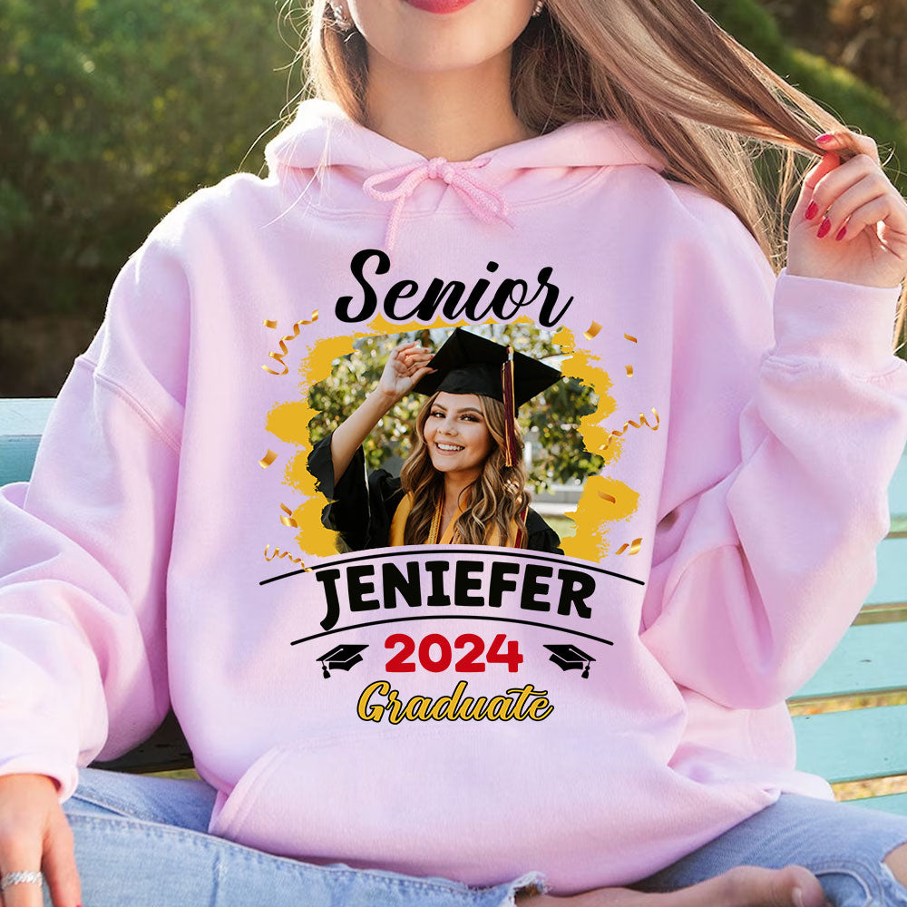 Senior Custom Photo, Name And Year, Graduation - Gift For Graduation - Personalized Hoodie